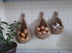 Storage basket, kitchen storage, home organization, fruits and vegetable storage, rustic basket, hanging basket