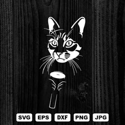 Cat with a flashlight SVG Cutting Files, Horror cat Digital Clip Art, Files for Cricut and Silhouette,