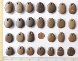27 GENUINE top drilled sea pebbles sea rocks sea glass surf tumbled beautiful for jewelry 25-35 mm in length
