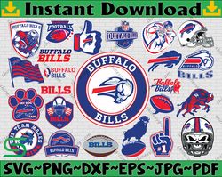 Bundle 24 Files Buffalo Bills Football team Svg, Buffalo Bills svg, NFL Teams svg, NFL Svg, Png, Dxf, Eps