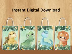 Dino FAVOR BAGS for baby shower, Dino Birthday, Dino Party Supplies, favor bags for birthday, Dino Birthday Printable