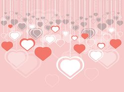 Lovely decorative hearts, background in flat style, retro colors