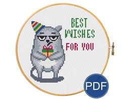 Best wishes. Grumpy cat for cross stitch pattern