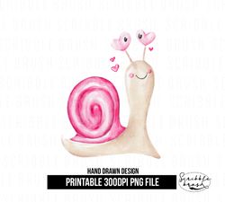 Valentines Day Cartoon Love Snail Sublimation PNG Design