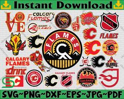 Bundle 27 Files Calgary Flames Hockey Team Svg, Calgary Flames svg, NHL Svg, NHL Svg, Png, Dxf, Eps, Instant Download