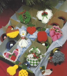Christmas Tree Ornaments - PDF Vintage Plastic Canvas Pattern - Digital Instant Download