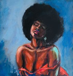 African American Painting Woman Portrait Original Art African Queen Faceless Portrait Abstract