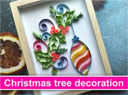 Quilling Pattern Christmas tree decoration, Template Christmas tree, Quilling Pattern Holly, Quilling Pattern Winter