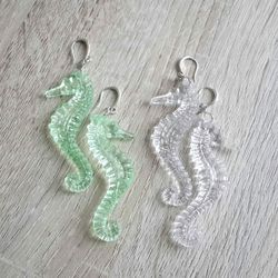 Seahorse earrings, Seahorse long earrings, Seahorse gift for girls