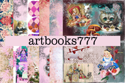 Alice in Wonderland-5, scrapbooking, digital paper, journal, boho
