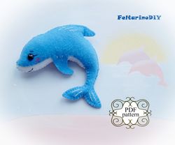 felt dolphin pattern, felt toy pattern, felt sea animals pattern, pdf felt pattern, felt fish pattern