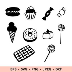 Donut Svg Ice Cream Dxf Candy File for Cricut Cupcake Silhouette Png