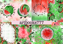 watermelon, scrapbooking, ephemera, JUNK JOURNAL, digital paper, food