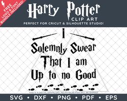 Harry Potter Clip Art SVG DXF PNG PDF - I Solemnly Swear  Typographic Marauders Map Simple Quote Design & FREE Font!