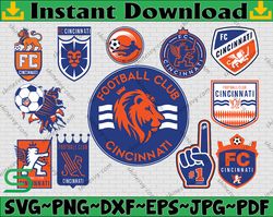 Bundle 12 Styles MLS FC Cincinnati Soccer Team svg, FC Cincinnati svg, MLS Teams svg, MLS Svg, Png, Dxf, Eps