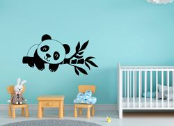 Panda Sticker Cute Panda On A Bamboo Branch Wall Sticker Vinyl Decal Mural Art Decor
