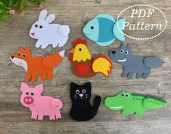 Pin the tail on animals Felt educational game for toddlers PDF Pattern