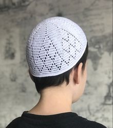 Handmade cotton islam kufi cap solid white