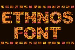 Bright font in ethnic folk style. EPS, SVG, DXF, PDF. Download for design and printing. Desktop License