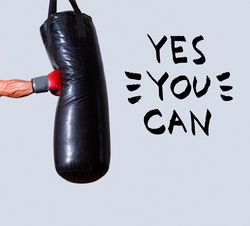 Yes You Can, Gym Motivation Sticker Bodybuilder Fitness Coach Sport Muscles Wall Sticker Vinyl Decal Mural Art Decor