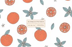 Digital paper with tangerines. Vector seamless pattern with tangerines.