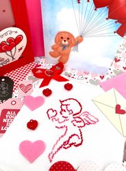 cupid cross stitch pattern pdf by crossstitchingforfun instant download, variegated valentines day cross stitch pattern