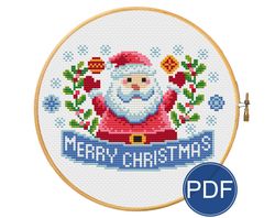 Santa Merry Christmas pattern cross stitch