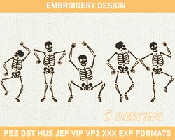 Dancing Skeletons Embroidery, Halloween Skeleton Embroidery Design, Skeleton Embroidery Files, Skeleton Dance Emb 3 size