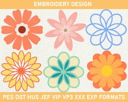 Flower Bud Embroidery Design, Flower Buds Machine Embroidery Design, Floral Embroidery 3 size