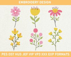 Flower Embroidery Design, Flower Machine Embroidery Design, Floral Embroidery 3 size