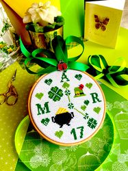 TIME FOR LUCK Cross stitch pattern PDF by CrossStitchingForFun, Instant Download, ST.PATRICKS DAY Cross stitch pattern