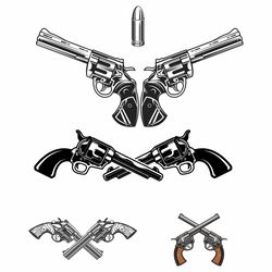 Crossed Pistols Svg, Crossed Guns Svg, Revolver SVG, Gun SVG, Cowboy Gun