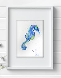 Seahorse Watercolor Wall Decor 8"x11" art painting by Anne Gorywine