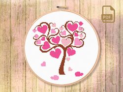 Tree of Hearts Cross Stitch Pattern