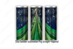 Christmas tumbler sublimation png Gold garland wrap Feer tree and garland tumbler wrap 20oz skinny Straigh and tapered
