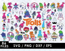 Trolls Svg Files, Trolls Png Images, Trolls Clipart Bundle, SVG Cut Files for Cricut and Silhouette