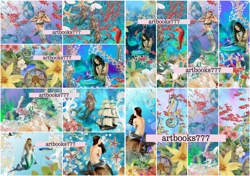 Ocean-mermaid-ephemera, scrapbooking, digital paper, sheets for a book or journal, sea, beach, marine