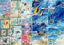 Ocean-mermaid-ephemera-6, scrapbooking, digital paper, sheets for a book or journal, sea, beach, marine