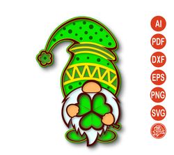 3D Layered Gnome Patrick Day Mandala SVG for Cricut