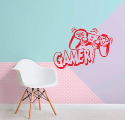 Gamer Sticker, Joystick, Console Game, Video Game, Computer Game, Game Play, Wall Sticker Vinyl Decal Mural Art Decor