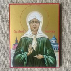 Saint Matrona of Moscow | High quality lithography icon on wood | Size: 9 x 7 cm