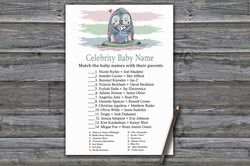 Penguin Celebrity baby name game card,Winter animals Baby shower games printable,Fun Baby Shower Activity--384