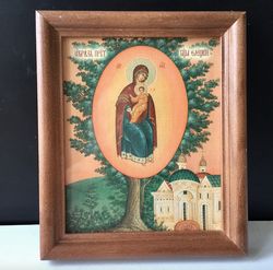 Yelets Icon of the Mother of God | In wooden frame with glass | Lithography icon | Size: 6" x 5"