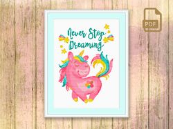 Never Stop Dreaming Cross Stitch Pattern