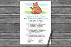 bear celebrity baby name game card,woodland baby shower games printable,fun baby shower activity,instant download-383