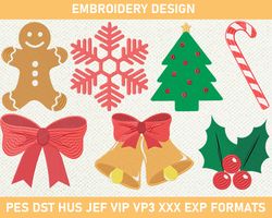 Christmas Bundle Machine Embroidery Designs, Christmas Things Embroidery, Christmas Design  3 size