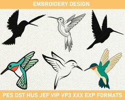 Hummingbird Machine Embroidery, Hummingbird Embroidery Design, Colibri Embroidery Design  3 size