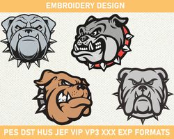 Bulldog Embroidery Machine Design, Bulldogs Logo Mascot Embroidery Design, Bulldogs Mascot Embroidery  3 size