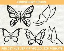 Butterfly Machine Embroidery Design, Butterfly Outline Embroidery Design  3 size