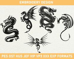 Dragon Machine Embroidery Design, Flying Dragon Embroidery design, Chinese Dragon Embroidery Design 3 size